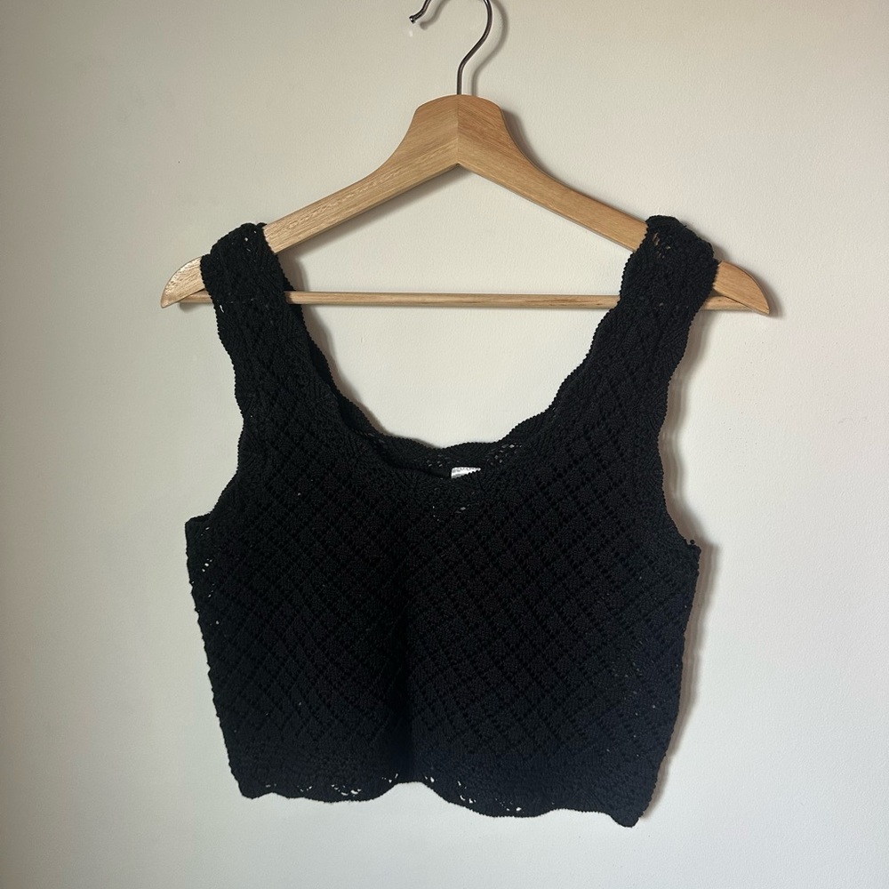 H&M Black Crochet Crop Top
